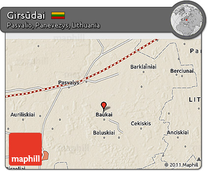 Shaded Relief 3D Map of Girsūdai