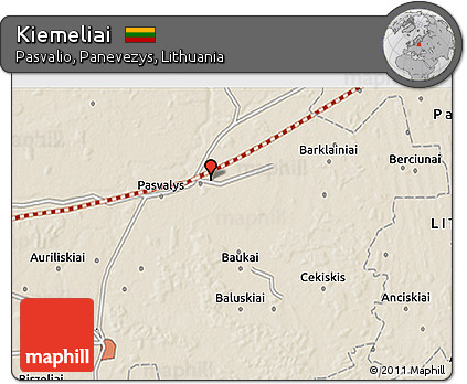 Shaded Relief 3D Map of Kiemeliai