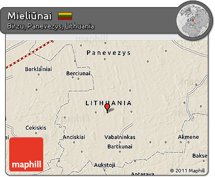 Shaded Relief 3D Map of Mieliūnai