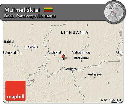 Shaded Relief 3D Map of Muimeliškiai