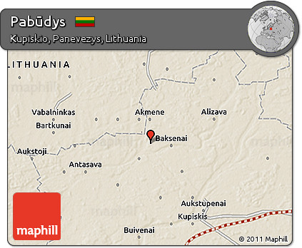 Shaded Relief 3D Map of Pabūdys