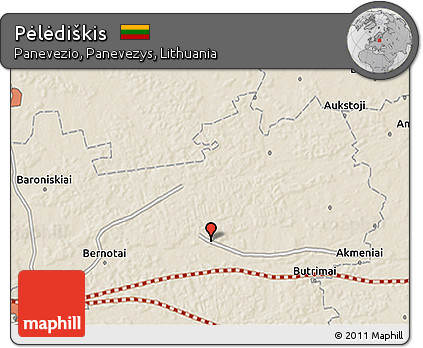 Shaded Relief 3D Map of Pėlėdiškis