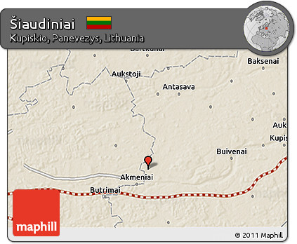 Shaded Relief 3D Map of Šiaudiniai