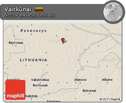 Shaded Relief 3D Map of Vaitkūnai
