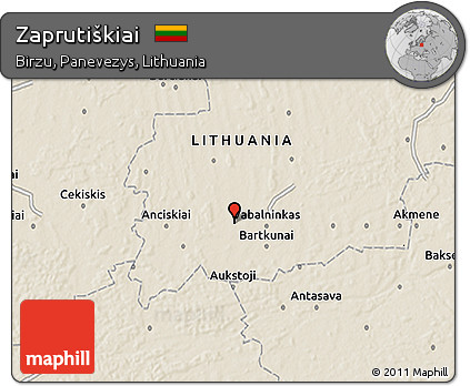 Shaded Relief 3D Map of Zaprutiškiai