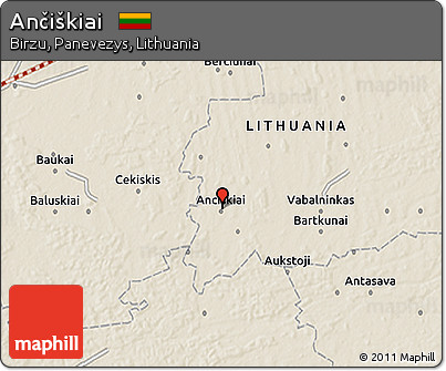 Shaded Relief 3D Map of Ančiškiai