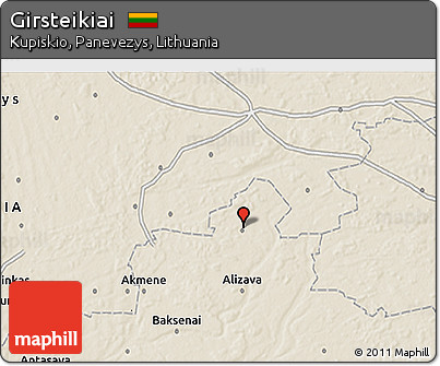 Shaded Relief 3D Map of Girsteikiai