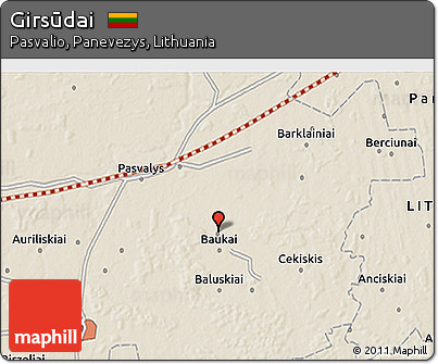 Shaded Relief 3D Map of Girsūdai