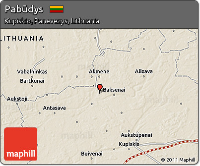 Shaded Relief 3D Map of Pabūdys