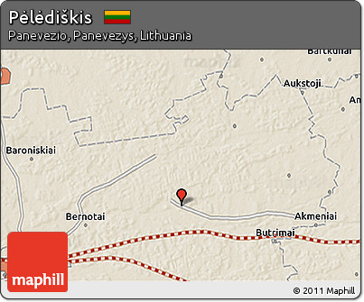 Shaded Relief 3D Map of Pėlėdiškis