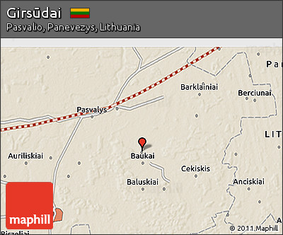 Shaded Relief 3D Map of Girsūdai