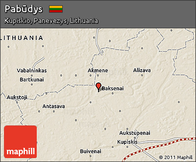 Shaded Relief 3D Map of Pabūdys
