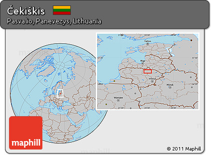 Gray Location Map of Čekiškis