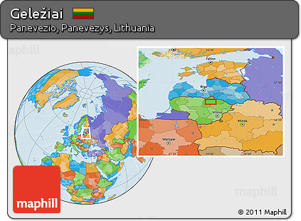 Political Location Map of Geležiai