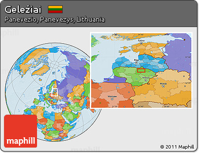Political Location Map of Geležiai