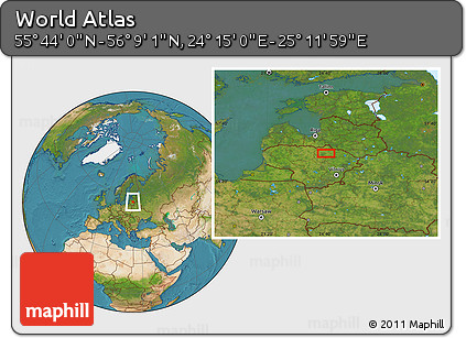 Satellite Location Map of the Area around 55° 56' 31" N, 24° 43' 30" E