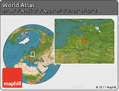 Satellite Location Map of the Area around 55° 56' 31" N, 24° 43' 30" E