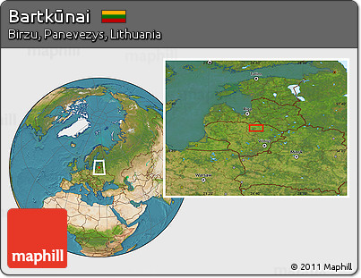 Satellite Location Map of Bartkūnai
