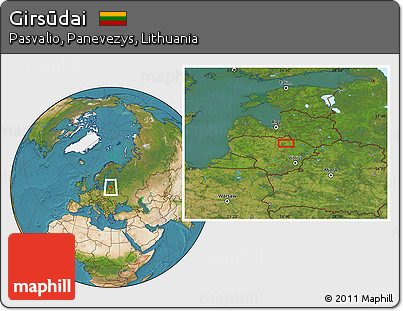 Satellite Location Map of Girsūdai