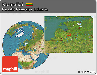 Satellite Location Map of Kiemeliai