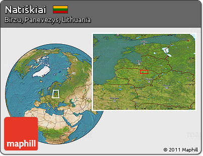 Satellite Location Map of Natiškiai