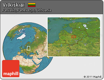 Satellite Location Map of Vilkiškiai