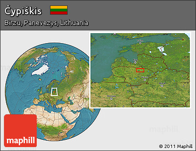 Satellite Location Map of Čypiškis