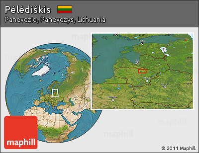 Satellite Location Map of Pėlėdiškis