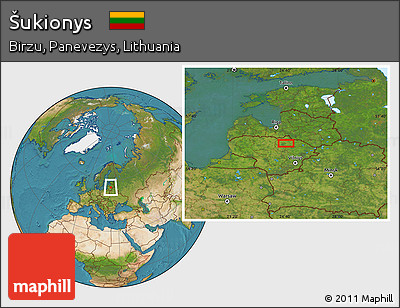 Satellite Location Map of Šukionys