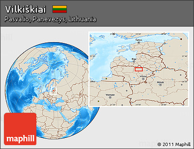 Shaded Relief Location Map of Vilkiškiai