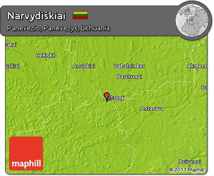 Physical Map of Narvydiškiai
