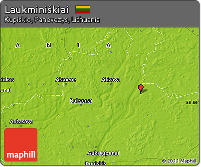 Physical Map of Laukminiškiai