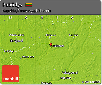 Physical Map of Pabūdys