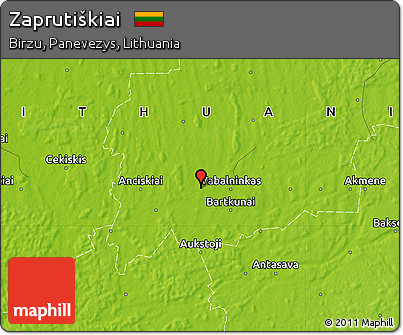 Physical Map of Zaprutiškiai