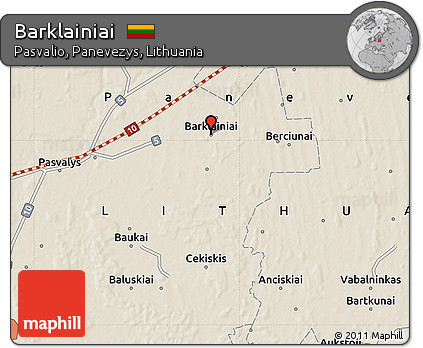 Shaded Relief Map of Barklainiai