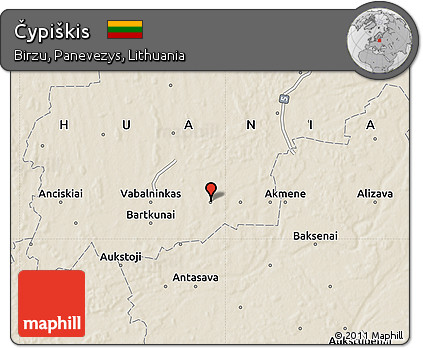 Shaded Relief Map of Čypiškis