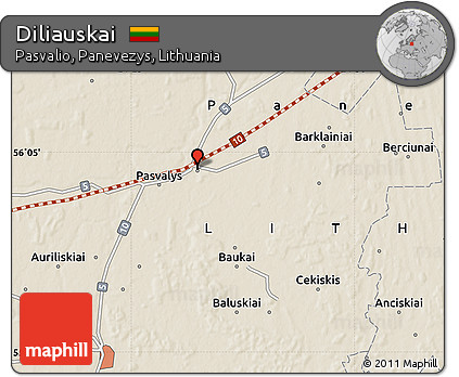 Shaded Relief Map of Diliauskai