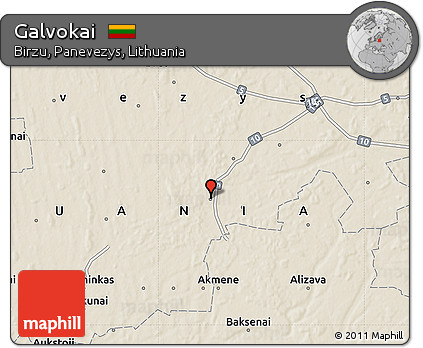 Shaded Relief Map of Galvokai