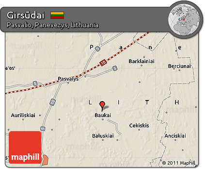 Shaded Relief Map of Girsūdai