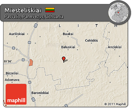 Shaded Relief Map of Miesteliškiai