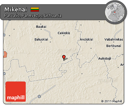 Shaded Relief Map of Mikėnai