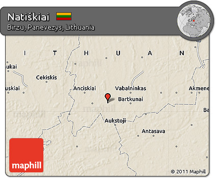Shaded Relief Map of Natiškiai