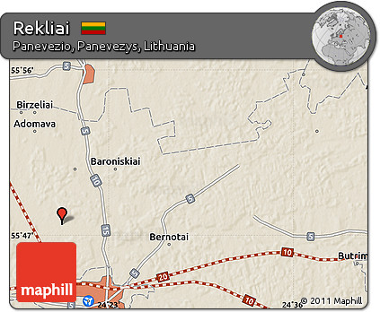 Shaded Relief Map of Rekliai