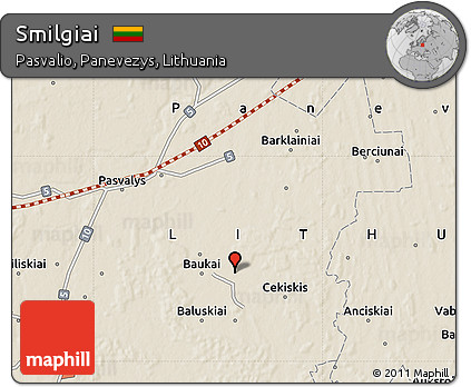 Shaded Relief Map of Smilgiai
