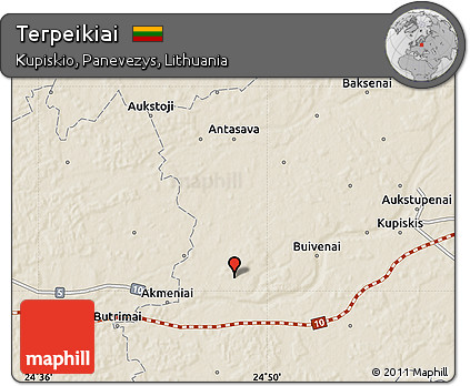 Shaded Relief Map of Terpeikiai