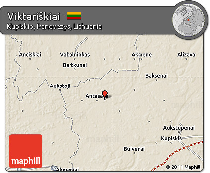 Shaded Relief Map of Viktariškiai