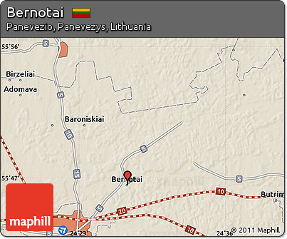 Shaded Relief Map of Bernotai