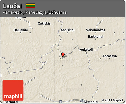 Shaded Relief Map of Laužai