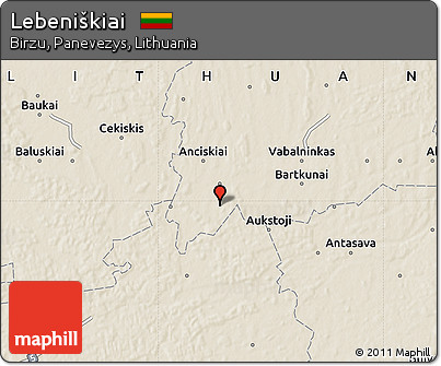 Shaded Relief Map of Lebeniškiai