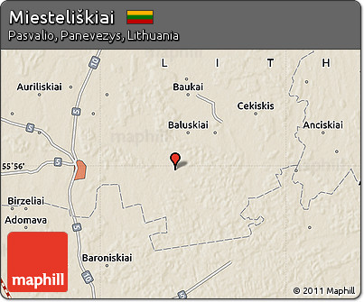 Shaded Relief Map of Miesteliškiai